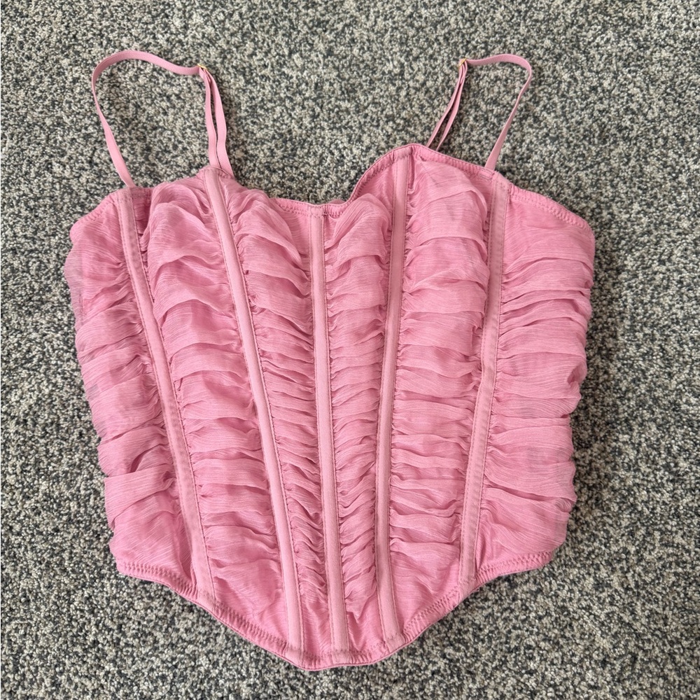 Pink Ruffled-Heart Shaped Corset Top